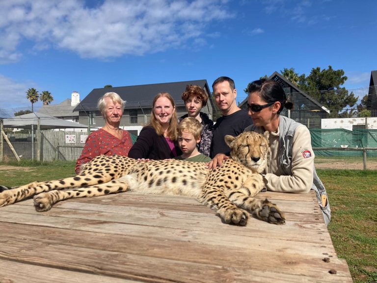 family pic with cheetah