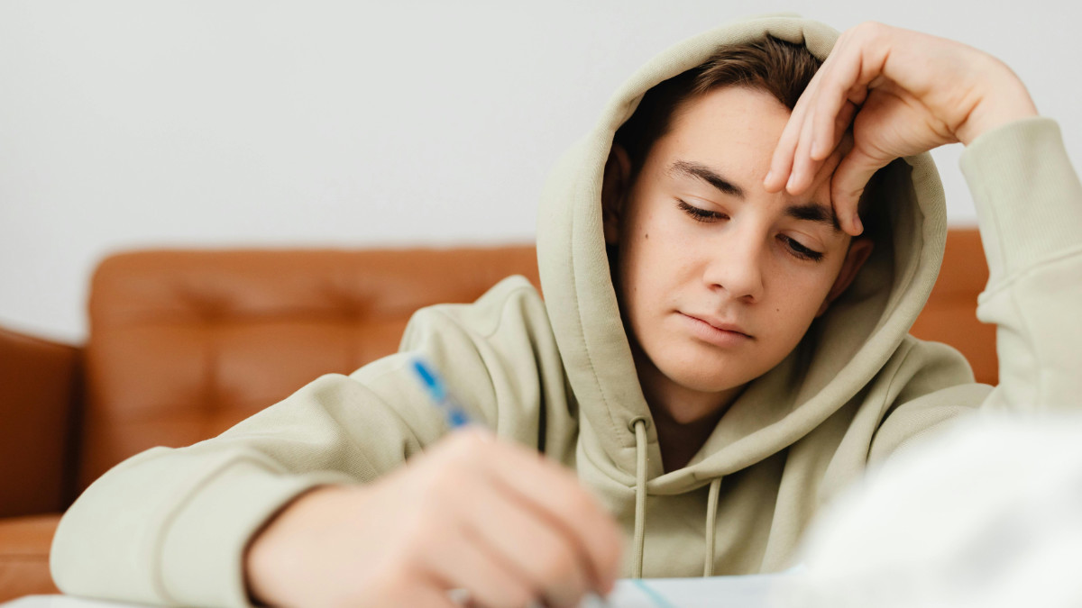 boy doing homework
