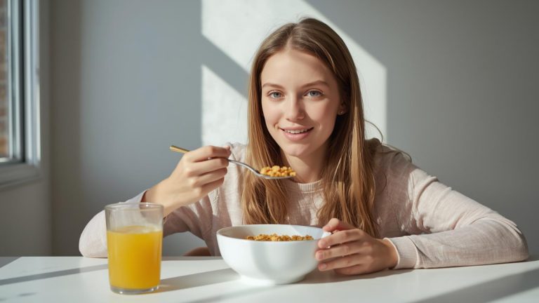 teen eating breakfast